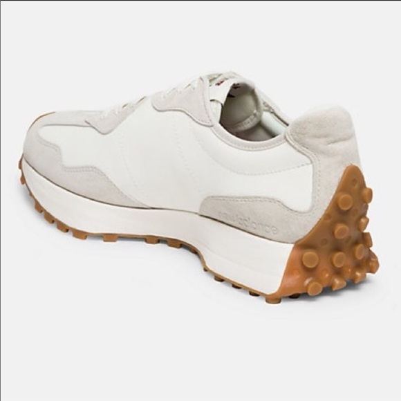 womens new balance burgundy 327 suede & mesh trainers